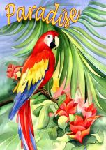 Toland Home Garden Macaw Paradise 12.5 x 18” Decorative Tropical Flower Jungle Bird Garden Flag