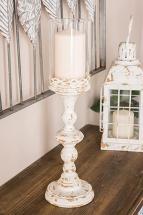 Deco 79 Rustic Metal Candle Holders, 6"W x 21"H, White