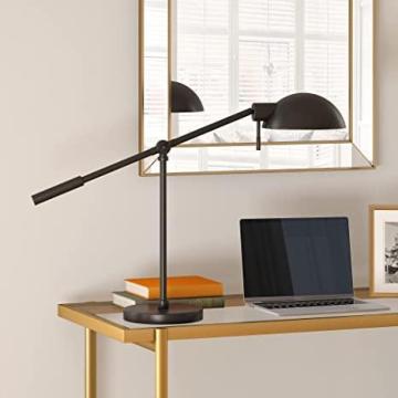 Henn&Hart 23.25" Tall Boom Arm Table Lamp with Metal Shade in Blackened Bronze