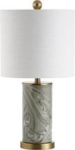 JONATHAN Y Swirl 20.5" Ceramic LED Table Lamp, Gray/Green