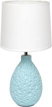 Simple Designs Home Texturized Stucco Ceramic Oval Table Lamp, Blue