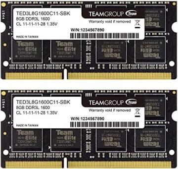 TEAMGROUP Elite DDR3L 16GB Kit (2 x 8GB) 1600MHz PC3-12800 Unbuffered Non-ECC 1.35V SODIMM 204-Pin
