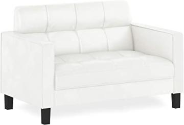 FURINNO Brive Contemporary Tufted Loveseat/Sofa Couch, White Faux Leather