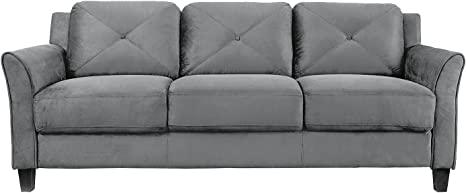 Lifestyle Solutions Collection Grayson Micro-Fabric Sofa, 80.3" x 32" x 32.68", Dark Grey