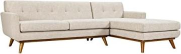 Modway Engage Mid-Century Modern Upholstered Fabric Right-Facing Sectional Sofa in Beige