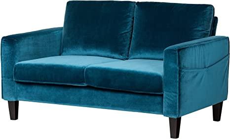 South Shore Loveseat Fabric Sofa, 2-Seat, Velvet Blue