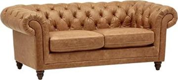 Stone & Beam Bradbury Chesterfield Tufted Leather Loveseat Sofa Couch, 78.7"W, Cognac