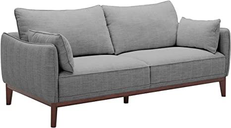 Stone & Beam Hillman Mid-Century Sofa Couch with Wood Base and Legs, 78"W, Fog Gray