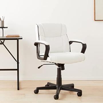 Amazon Basics Padded Office Desk Chair with Armrests - White