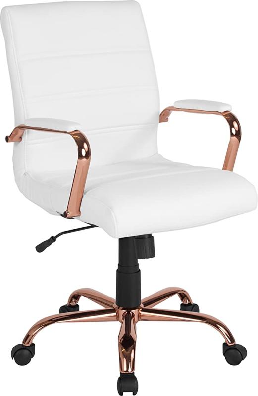 Flash Furniture Mid-Back Desk Chair - White LeatherSoft Executive Swivel Office Chair