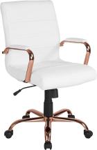 Flash Furniture Mid-Back Desk Chair - White LeatherSoft Executive Swivel Office Chair