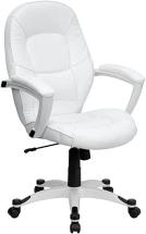 Flash Furniture Mid-Back White LeatherSoft Tapered Back Executive Swivel Office Chair