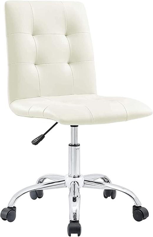 Modway Prim Ribbed Armless Mid Back Swivel Conference Office Chair In White