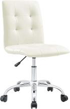 Modway Prim Ribbed Armless Mid Back Swivel Conference Office Chair In White