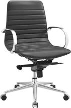 Modway Groove Ribbed Back Faux Leather Office Chair in Gray