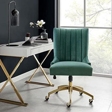 Modway Empower Channel Tufted Performance Velvet Office Chair in Gold Teal