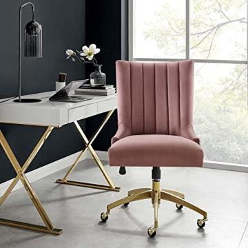 Modway Empower Channel Tufted Performance Velvet Office Chair in Gold Dusty Rose
