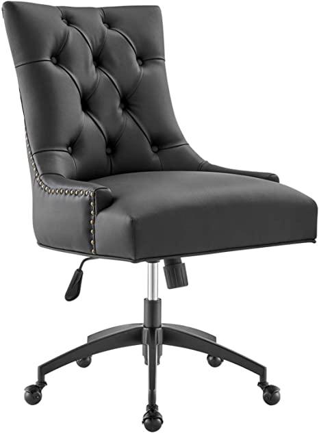 Modway Regent Tufted Vegan Leather Swivel Office Chair Black