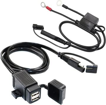 MOTOPOWER 3.1Amp Waterproof Motorcycle Dual USB Kit SAE to USB Adapter Cable