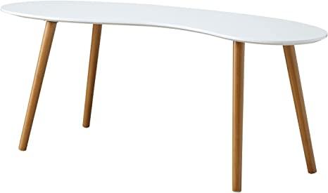 Convenience Concepts Oslo Bean Shaped Coffee Table, White Bamboo