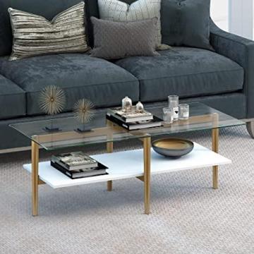 Henn&hart Otto 47'' Wide Rectangular Coffee Table with MDF Shelf in Gold and Walnut