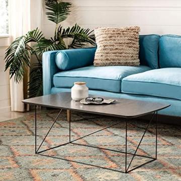 Safavieh Home Rylee Grey Sandstone and Black Rectangle Coffee Table