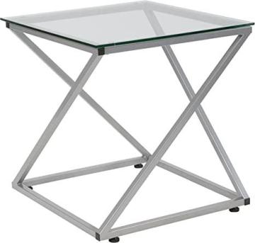 Flash Furniture Park Avenue Collection Glass End Table, Steel Design
