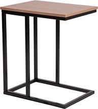Flash Furniture Aurora Rustic Wood Grain Finish Side Table with Black Metal Cantilever Base