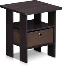 Furinno Andrey End Table Side Table Night Stand Bedside Table, Dark Walnut