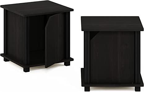 Furinno Brahms End Side Sofa Table/Nighstand with Storage, Espresso/Black