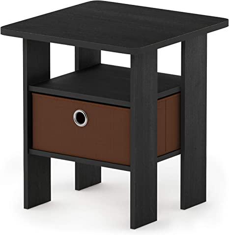 Furinno Andrey End Table Side Table Night Stand Bedside Table, Americano/Medium Brown