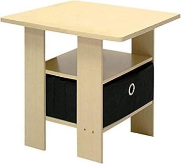 Furinno Andrey End Table Side Table Night Stand Bedside Table, Steam Beech/Black