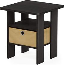 Furinno Andrey End Table Side Table Night Stand Bedside Table, Espresso/Brown