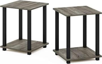 Furinno Simplistic End Table, French Oak Grey/Black