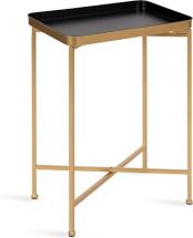 Kate and Laurel Celia Modern Tray Side Table, Black and Gold, Foldable Rectangular End Table