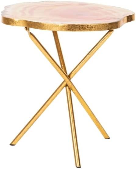 Safavieh Home Giselle Multi-Orange and Gold Faux Agate Side Table