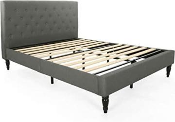 Christopher Knight Home Agnes Fully-Upholstered Queen-Size Bed Platform, Charcoal Gray, Dark Brown