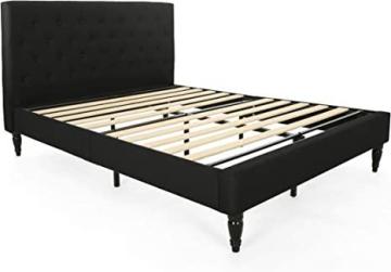 Christopher Knight Home Agnes Fully-Upholstered Queen-Size Platform Bed Frame, Black, Dark Brown