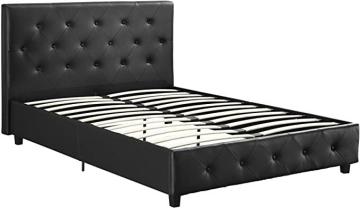 DHP Dakota Upholstered Platform Bed with Diamond Button Tufted Headboard, Black Faux Leather