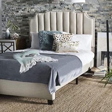 Safavieh Home Streep Modern Beige Linen Bed, Queen