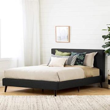 South Shore Gravity Modern Padded Upholstered Platform Bed and Headboard-Queen-Charcoal Gray
