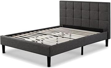 Zinus Lottie Upholstered Platform Bed Frame Mattress Foundation, Grey, Queen