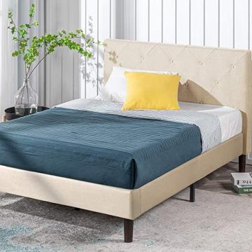 Zinus Shalini Upholstered Platform Bed Frame Mattress Foundation, Beige, Queen