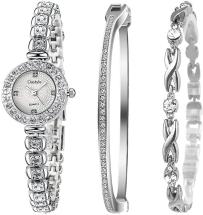 Clastyle Rhinestone Silver Women Watches Stainless Steel Ladies Bracelet Watch