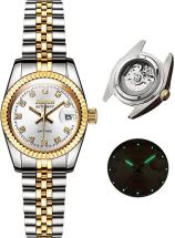 Olevs Luxury Gold Automatic Watches for Women 26MM Small Female Watch Date Diamond