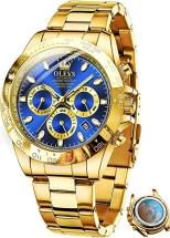 Olevs Automatic Gold Watches for Men Luxury Classic Stainless Steel Calendar