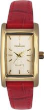 Peugeot Women's Classic 14Kt Gold Plated Watch, Rectangular Tank Shape Case with Leather Band
