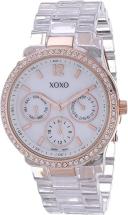 XOXO Women's XO5528 Clear Bracelet with Rhinestones on Rose Gold Case Watch