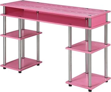 Convenience Concepts Designs2Go Student Desk with Shelves, Pink