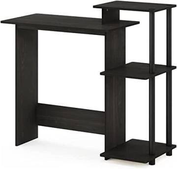 Furinno Efficient Home Desk with Square Shelves, Espresso/Black